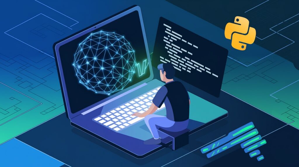 Développeur utilisant ChatGPT et Python pour le traitement du langage naturel (NLP)